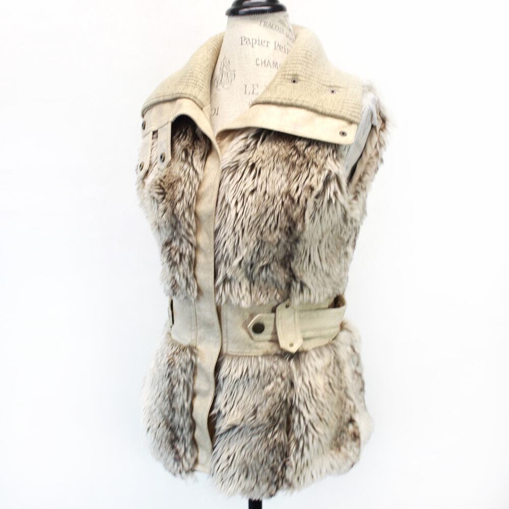 ARDEN B. Faux Fur Women's Vest Y2K mob wife Pocket Outdoor Huntercore Y2K Small